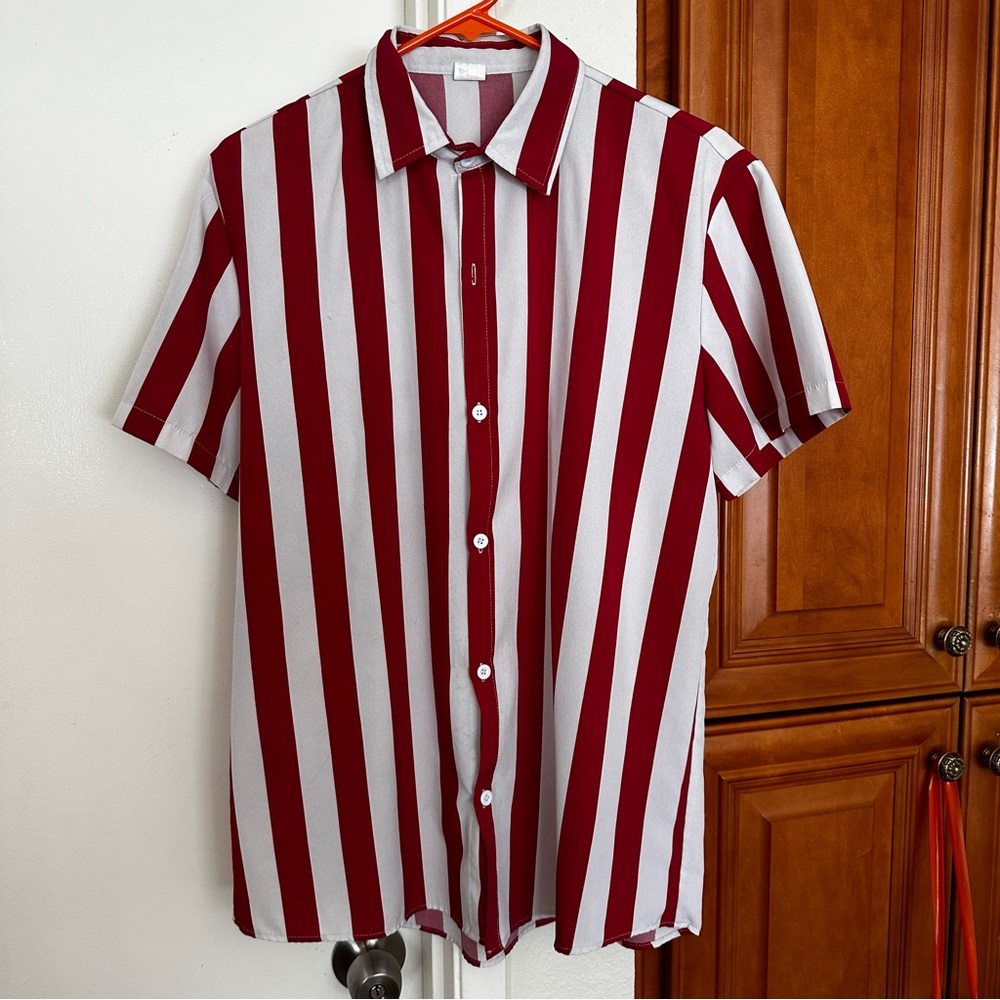 Shein red and white button up. Size; medium.